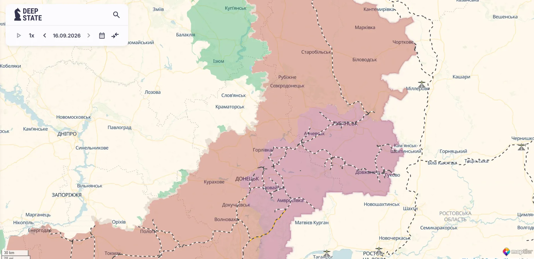 Карта войны в Донецкой области
