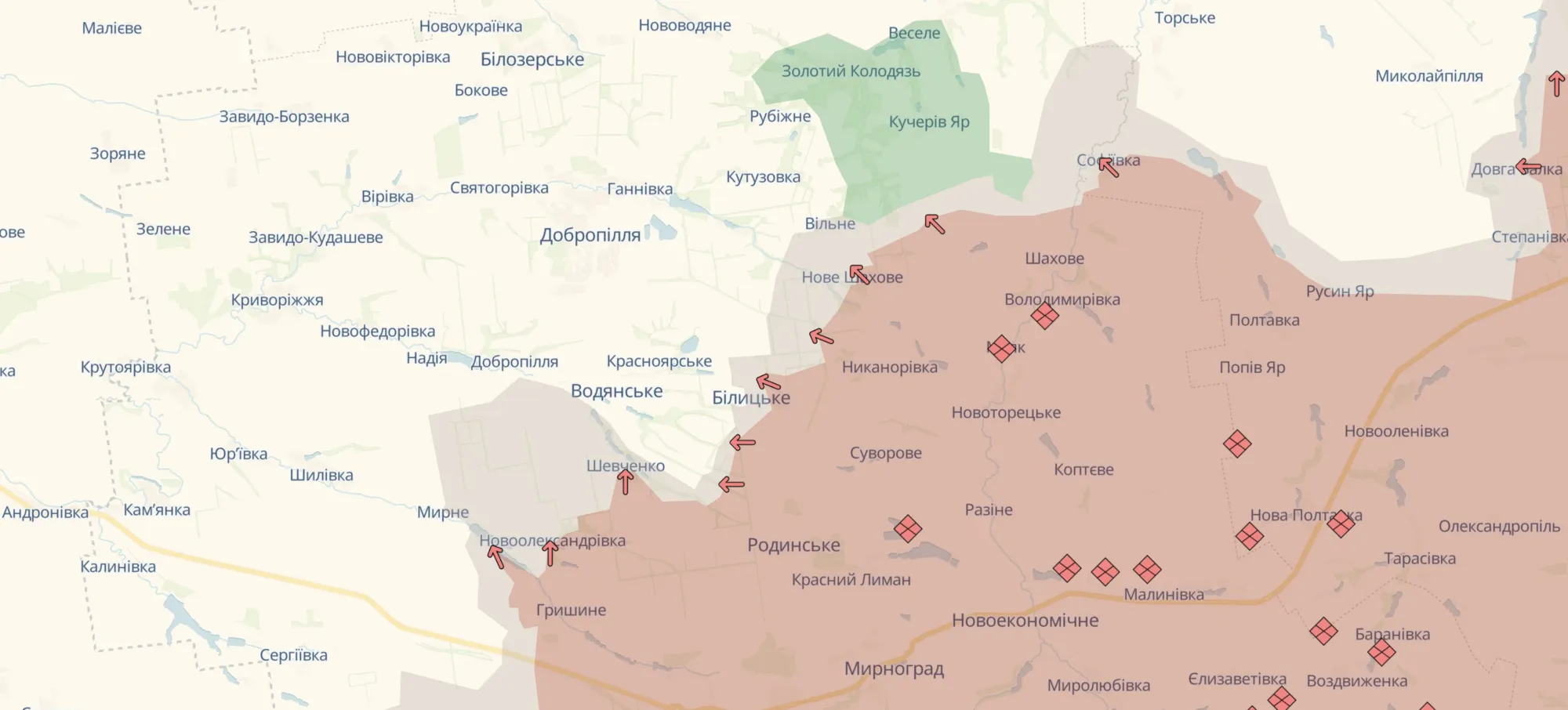 Карта бойових дій станом на 16.09.2026.