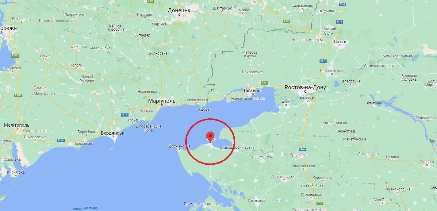 Аеродрому "Єйськ" на карті.