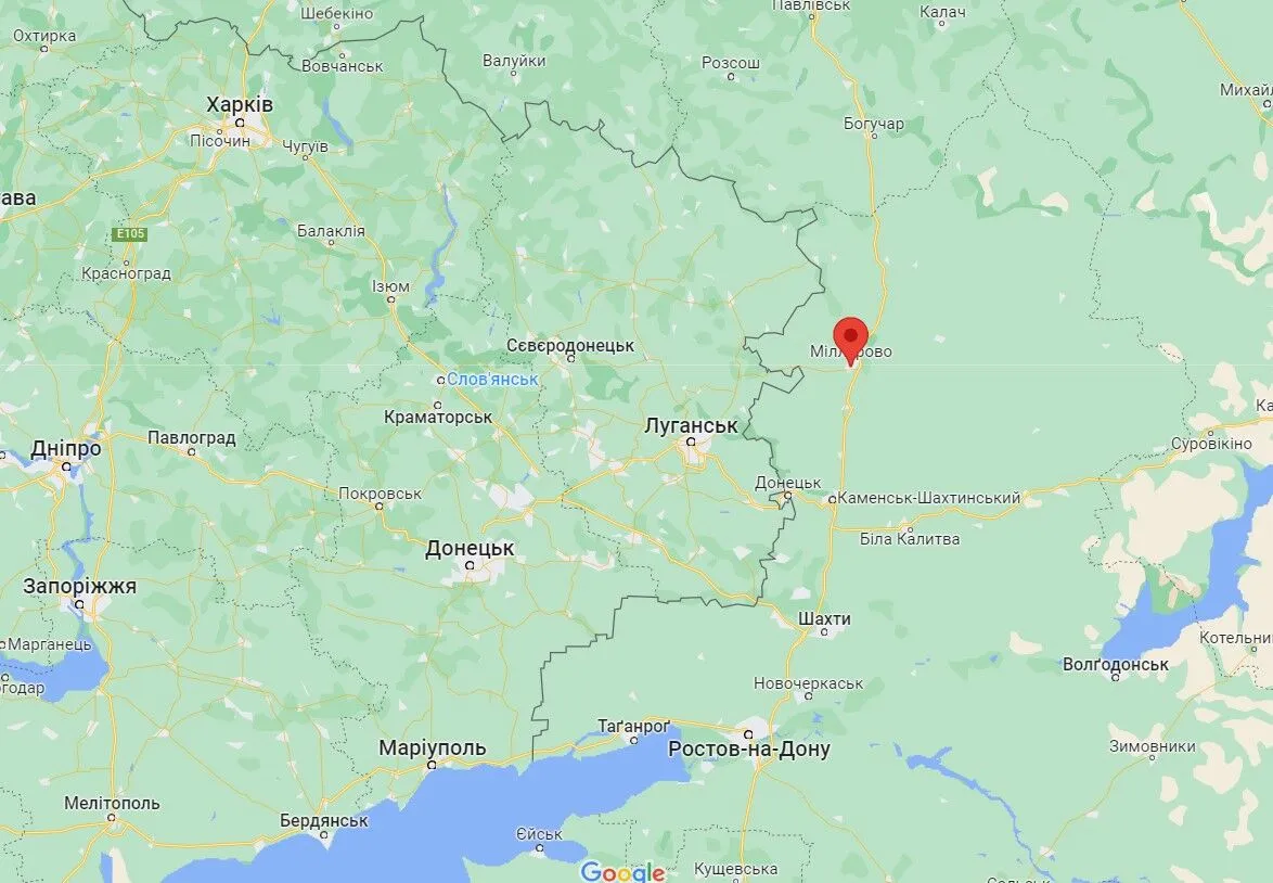 Аеродрому "Міллерово" на карті.