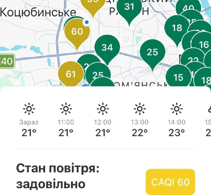 Стан якості повітря в Києві.