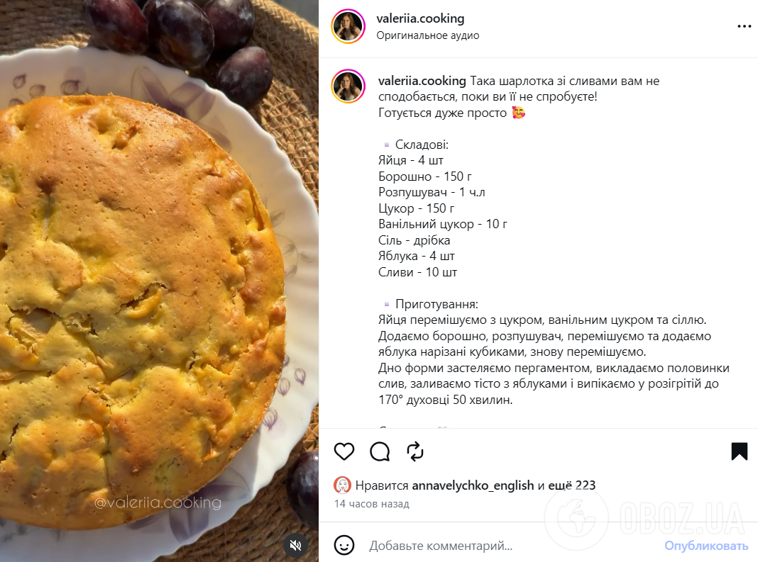 Рецепт соковитої шарлотки з яблуками і фруктами