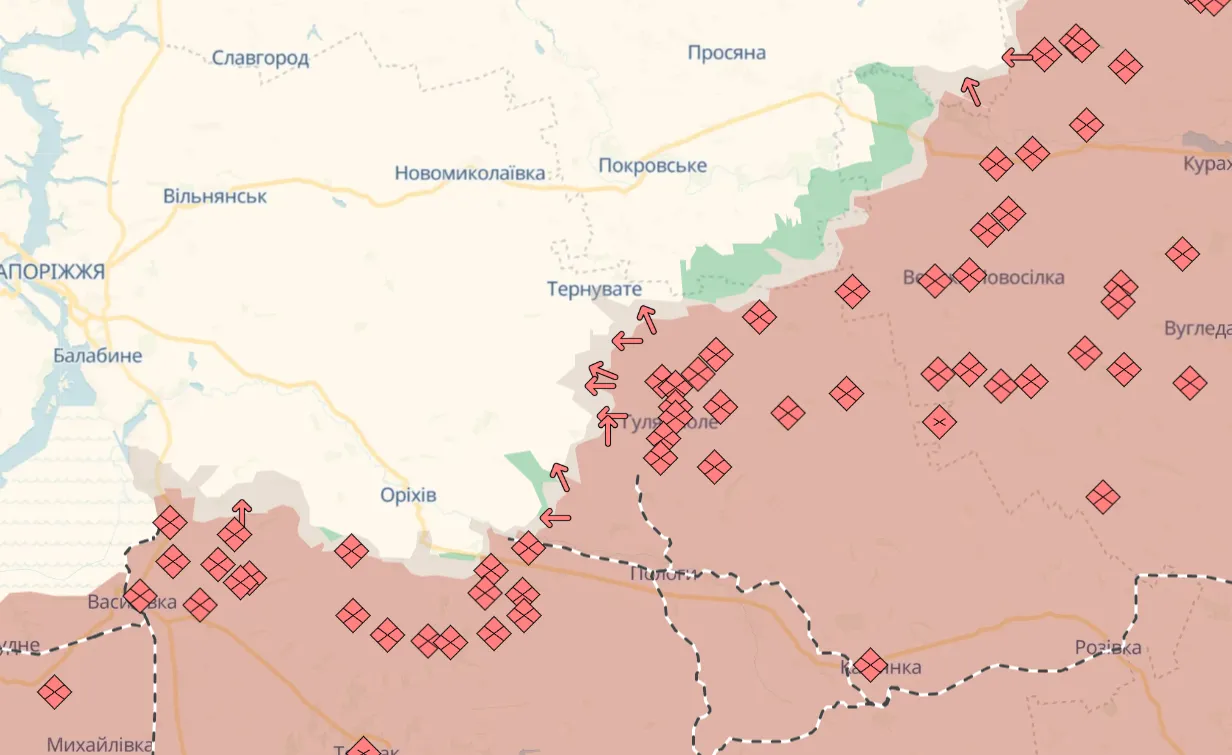 Мапа війни в Україні.