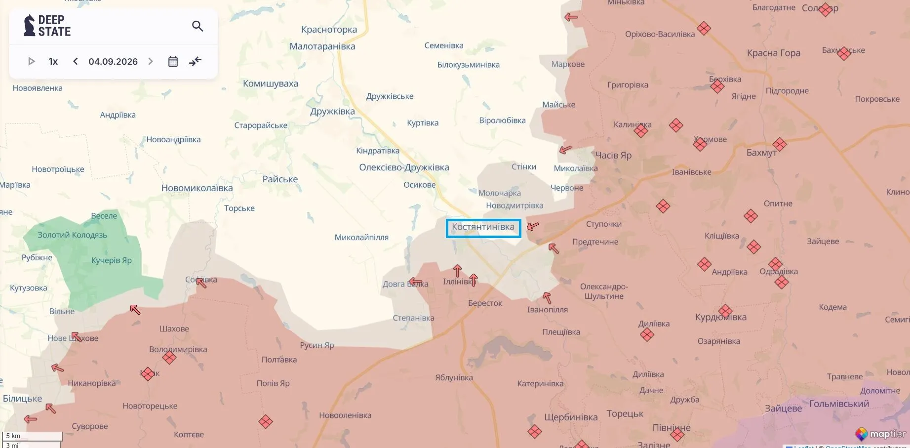 Мапа бойових дій, Костянтинівка.