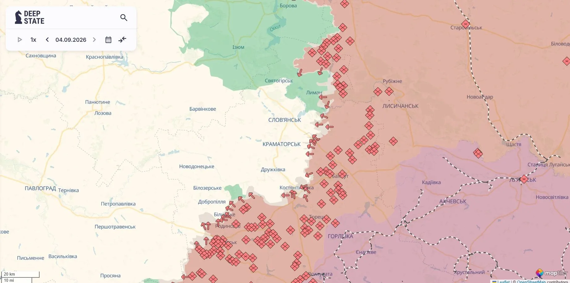 Мапа бойових дій, Слов’янсько-Краматорська агломерація.