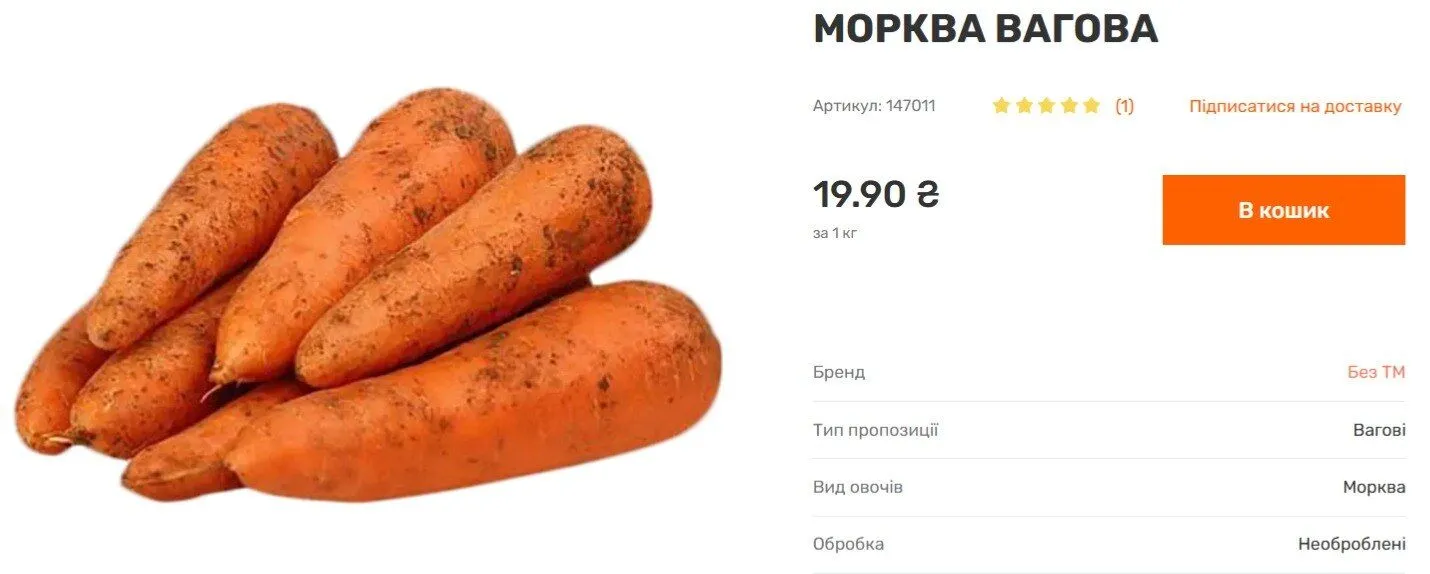 Морква в Україні здешевшала