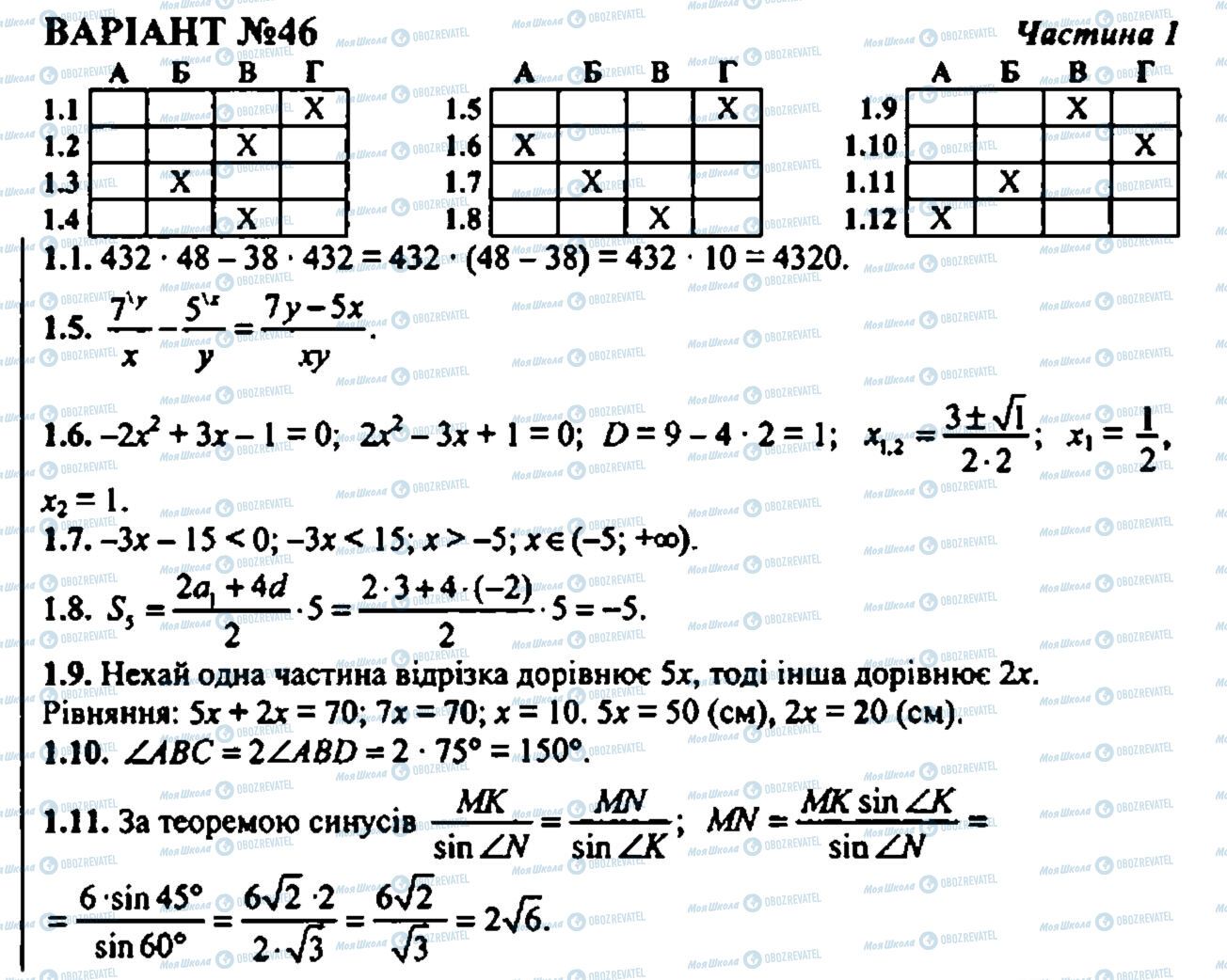 ДПА Математика 9 клас сторінка 1