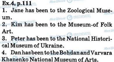 ГДЗ Англійська мова 6 клас сторінка ex.4,p111