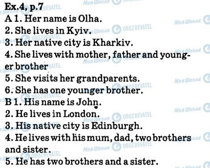 ГДЗ Англійська мова 6 клас сторінка ex.4,p7