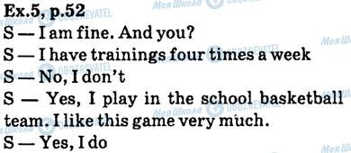 ГДЗ Англійська мова 6 клас сторінка ex.5,p52