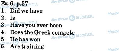 ГДЗ Англійська мова 6 клас сторінка ex.6,p57