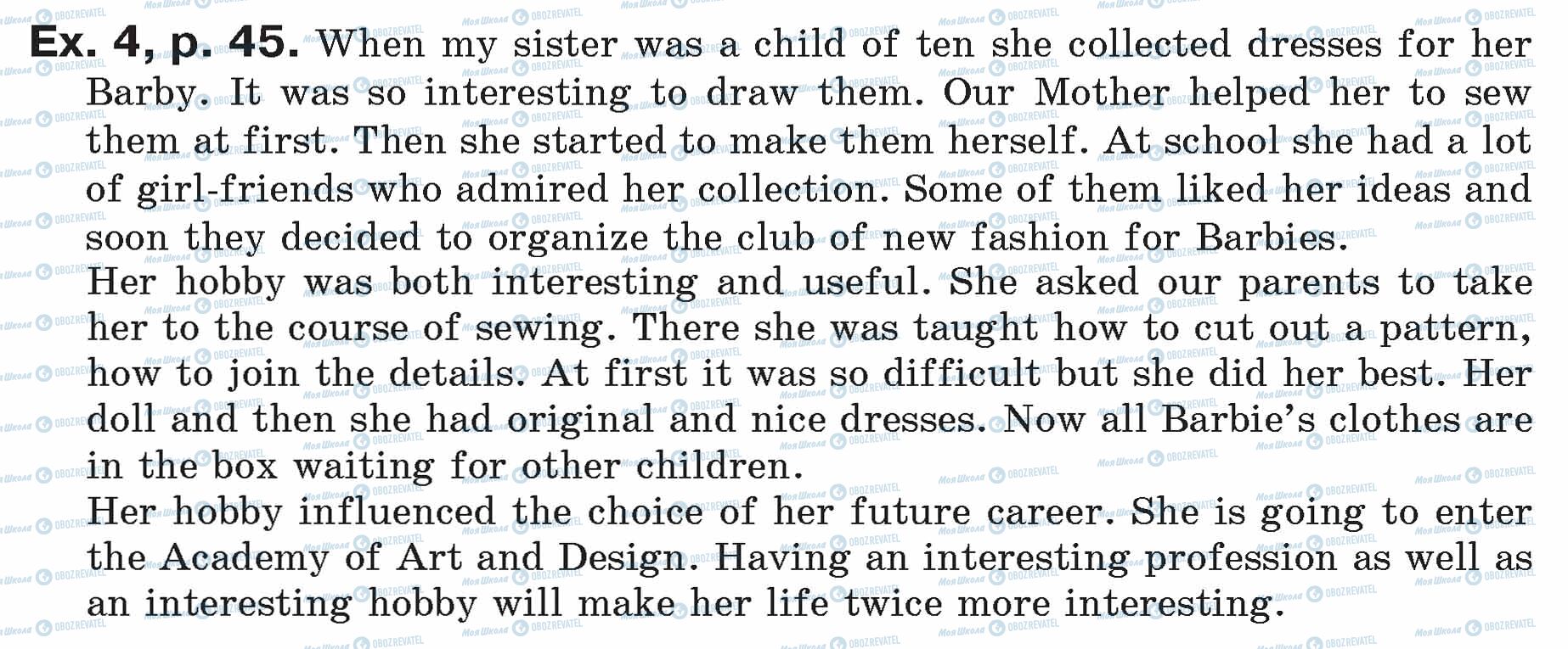ГДЗ Английский язык 7 класс страница ex.4.p.45