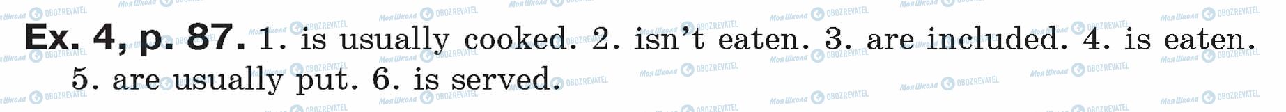 ГДЗ Англійська мова 7 клас сторінка ex.4.p.87