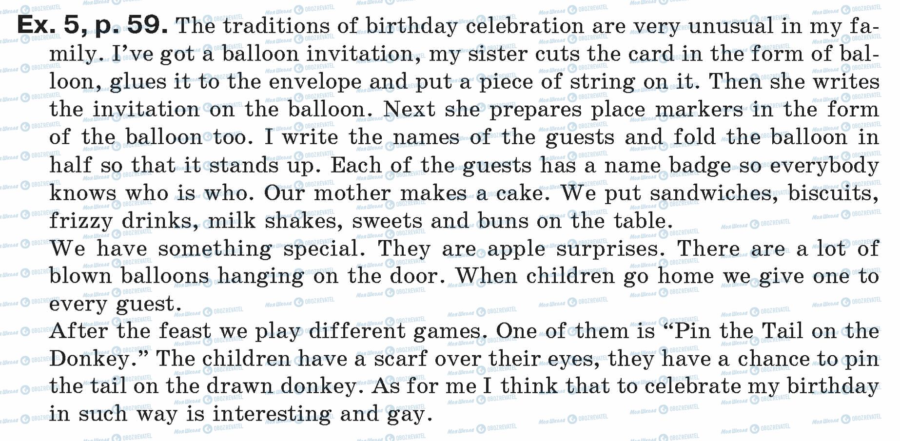 ГДЗ Английский язык 7 класс страница ex.5.p.59