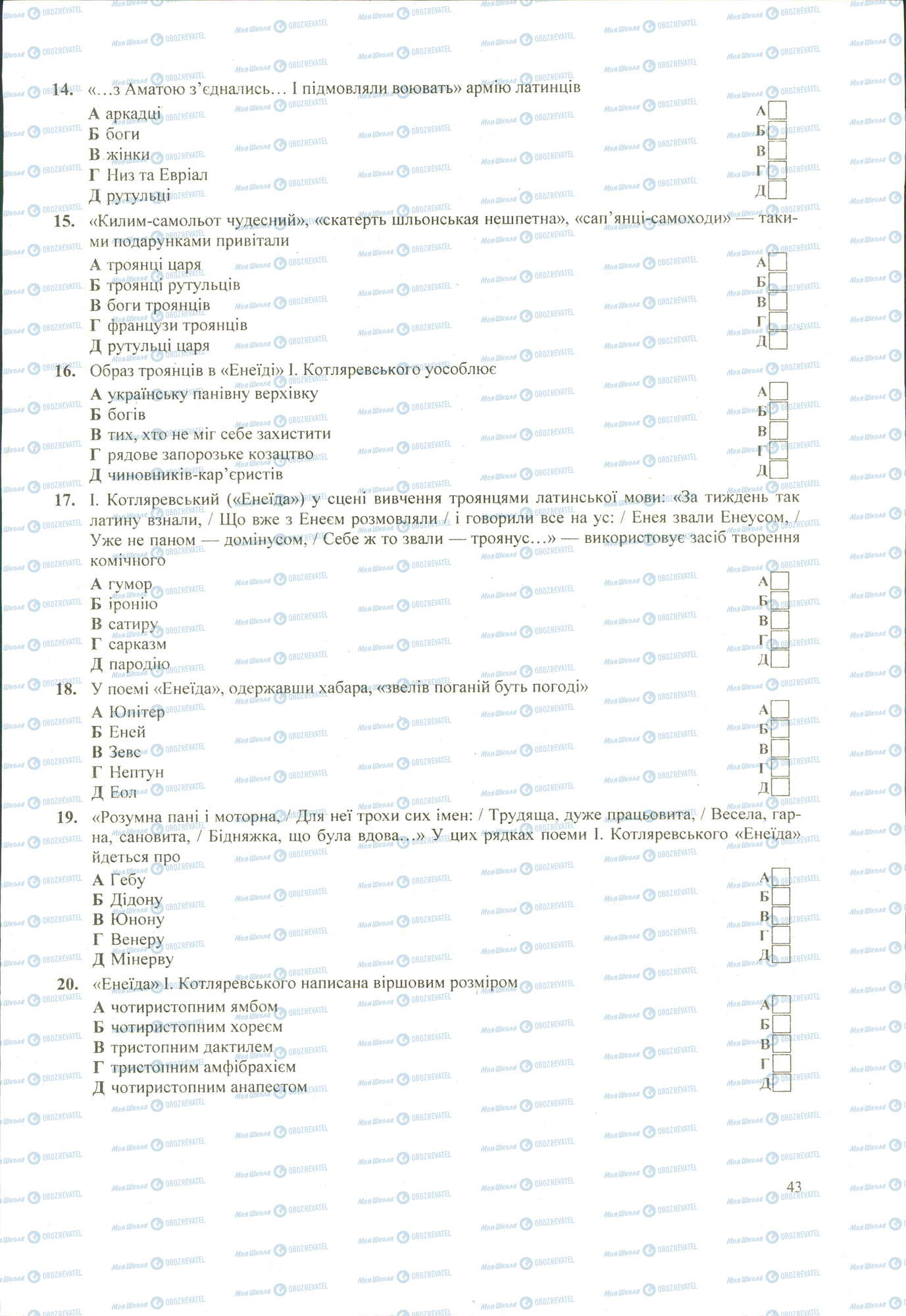 ЗНО Українська література 11 клас сторінка 14-20