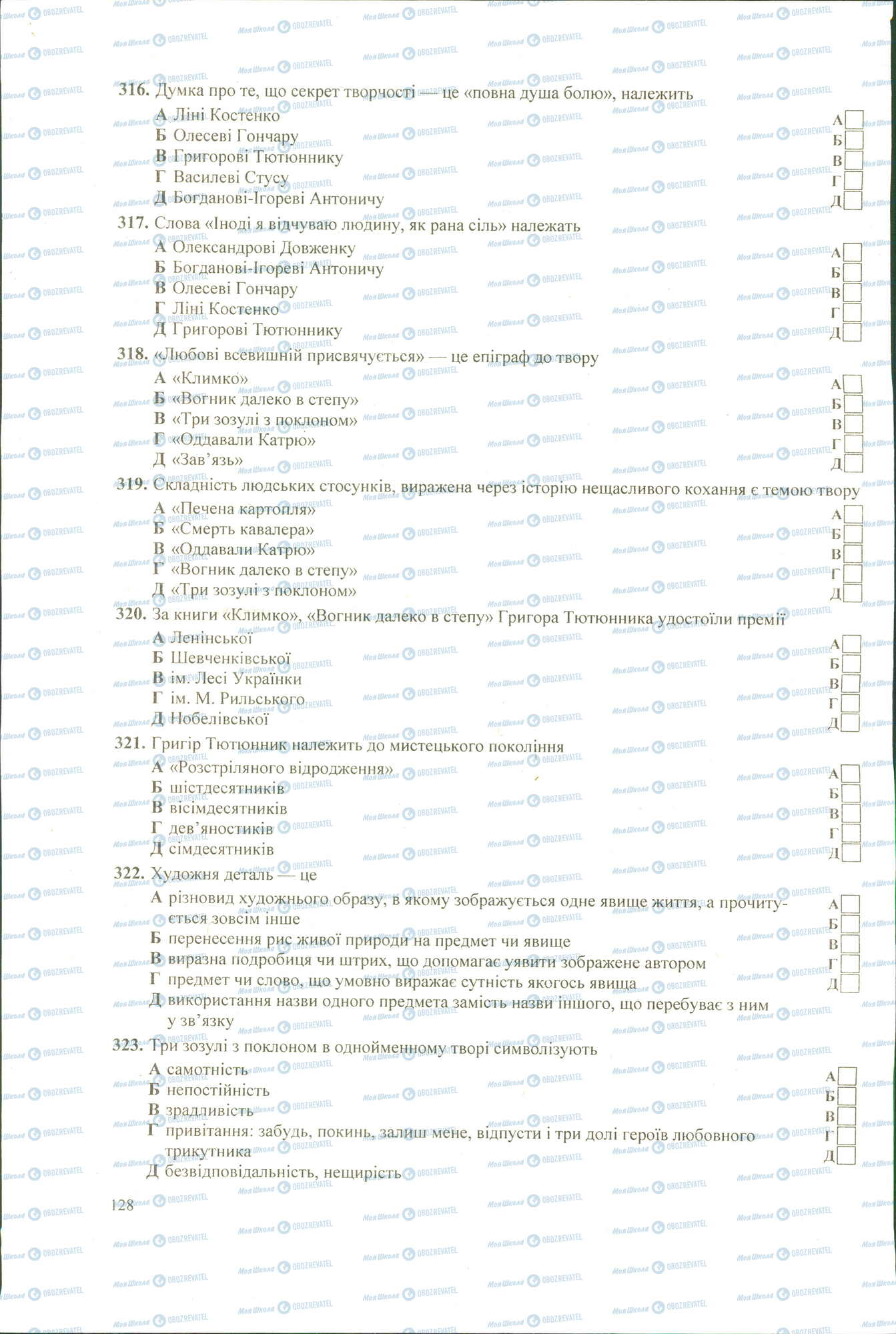 ЗНО Українська література 11 клас сторінка 316-323