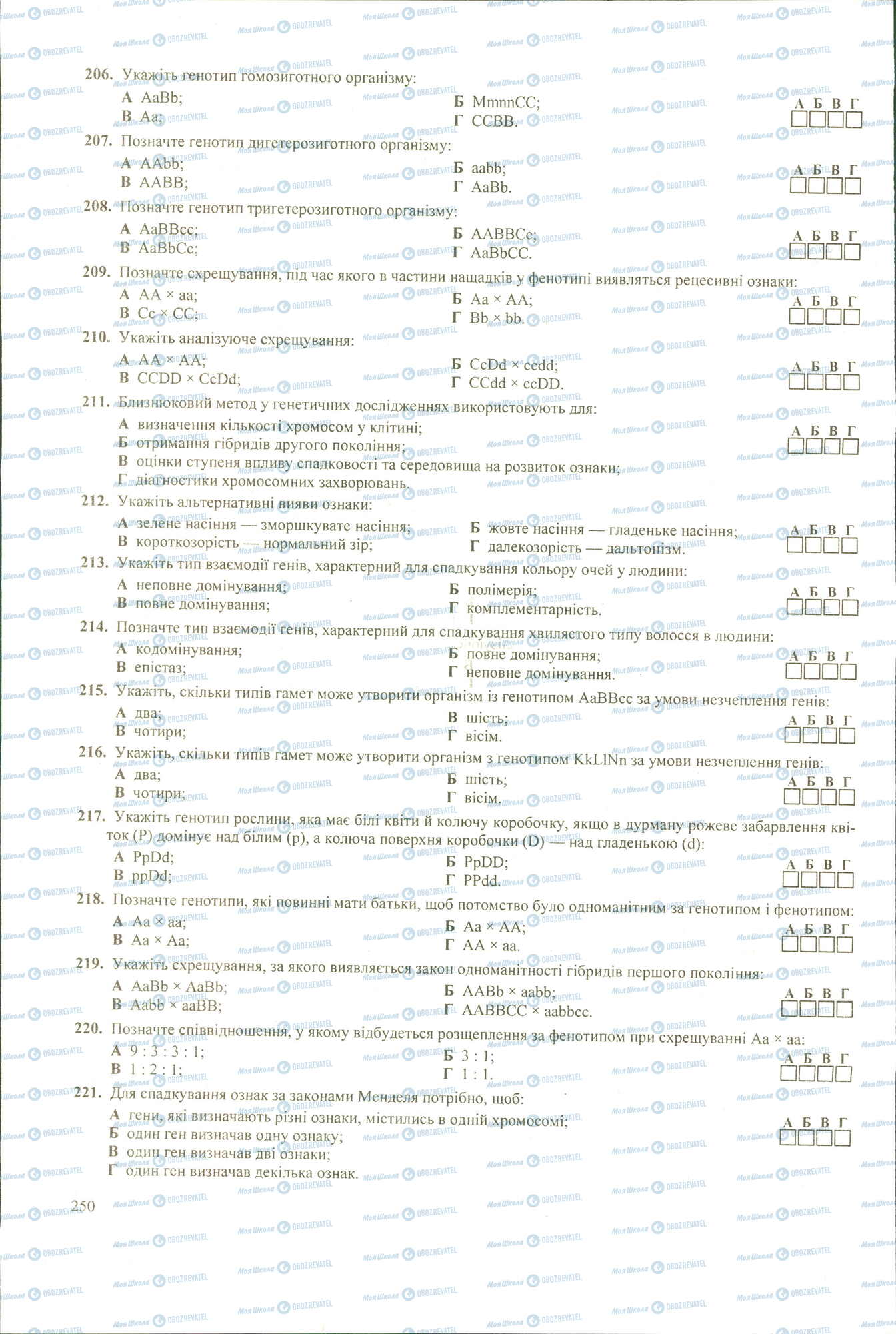 ЗНО Біологія 11 клас сторінка 206-221