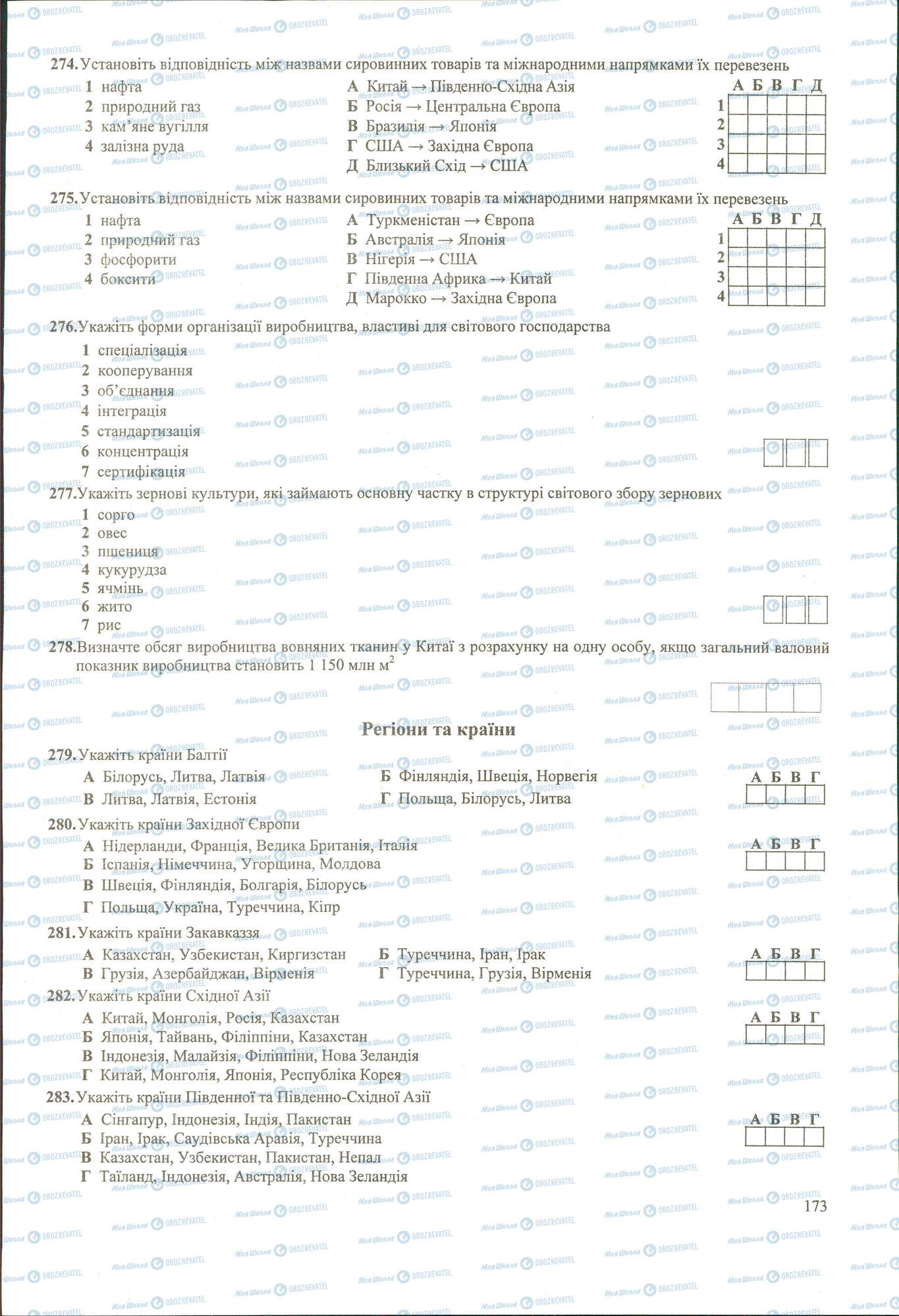 ЗНО Географія 11 клас сторінка 274-283