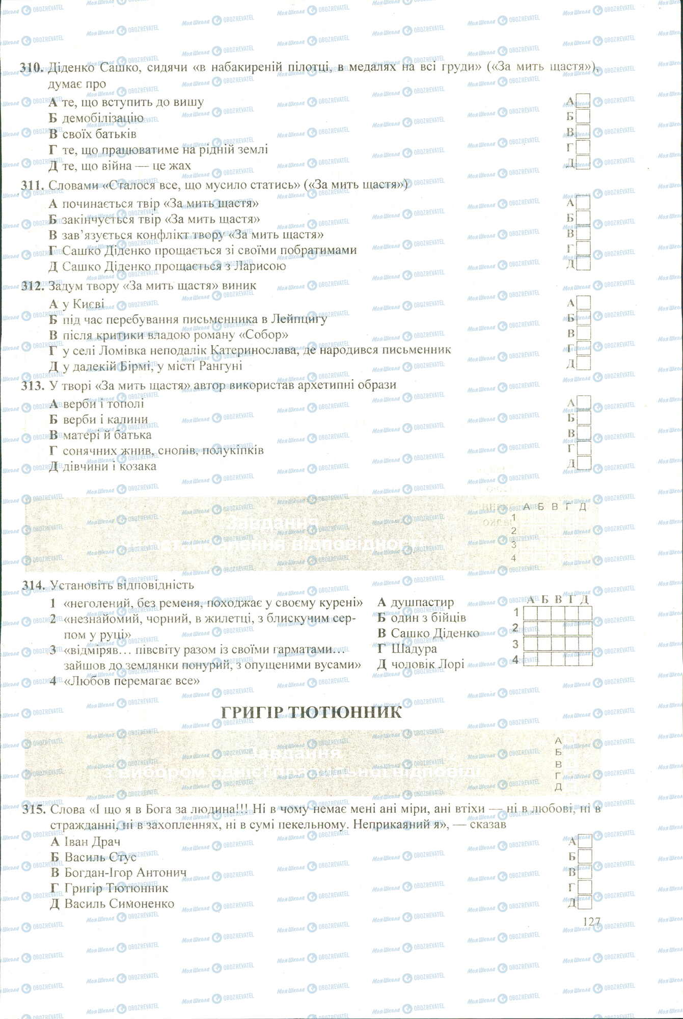 ЗНО Українська література 11 клас сторінка 310-315
