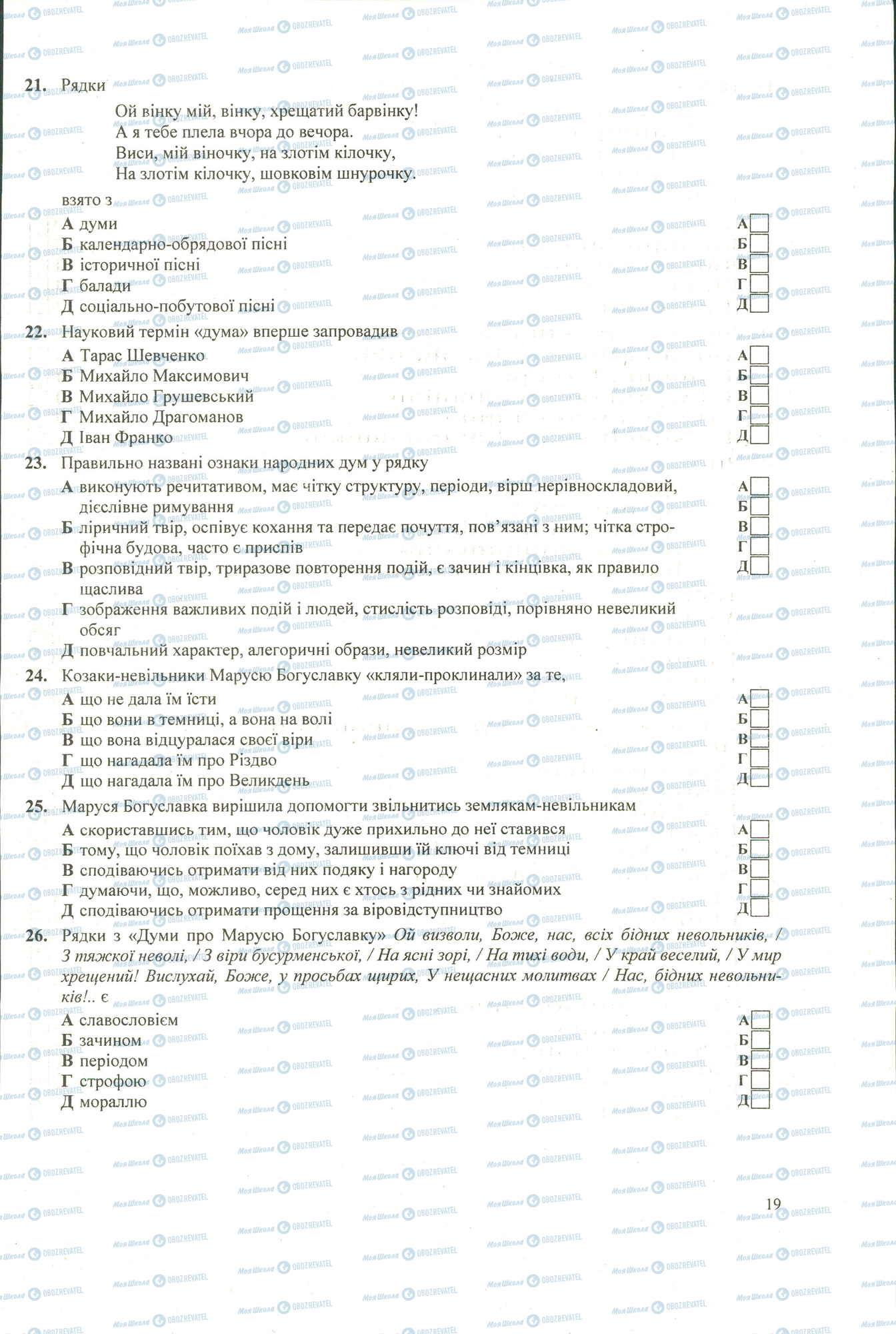 ЗНО Українська література 11 клас сторінка 21-26