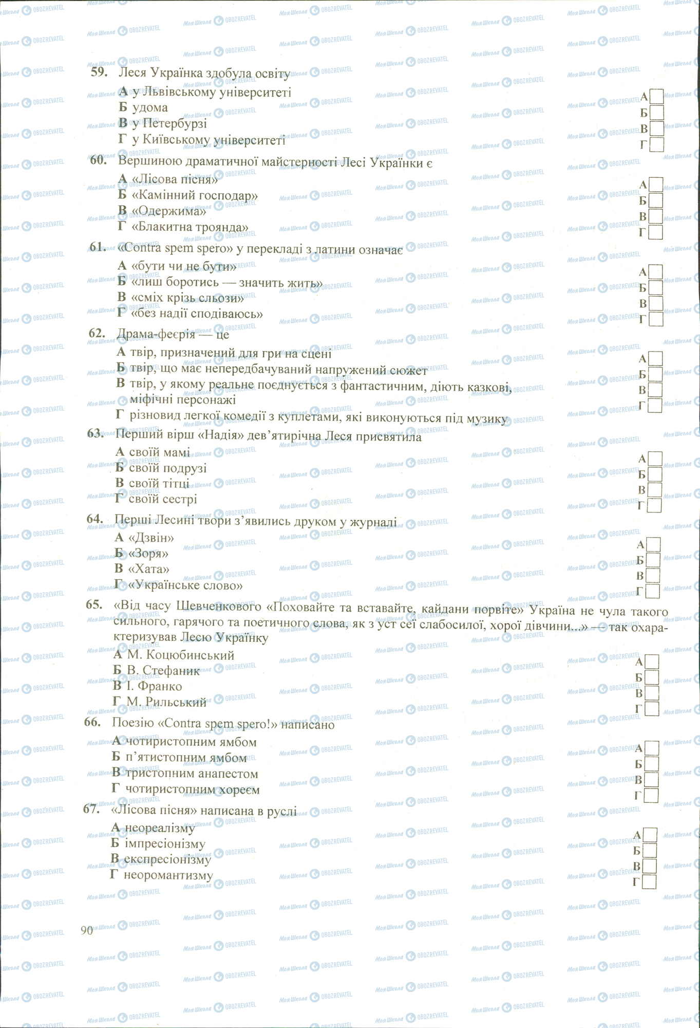 ЗНО Українська література 11 клас сторінка 59-67