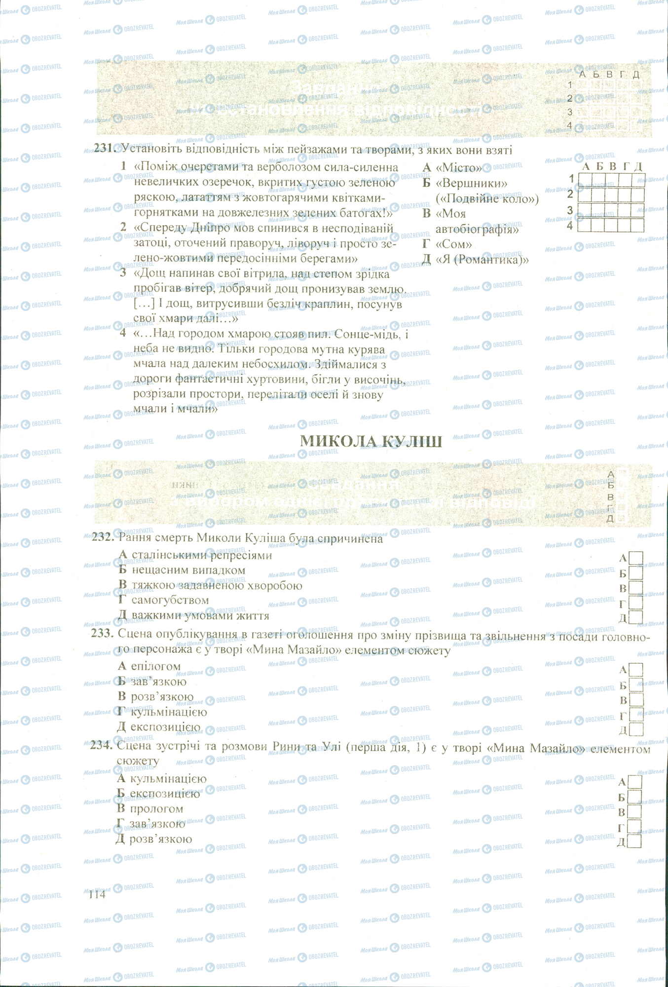 ЗНО Українська література 11 клас сторінка 231-234