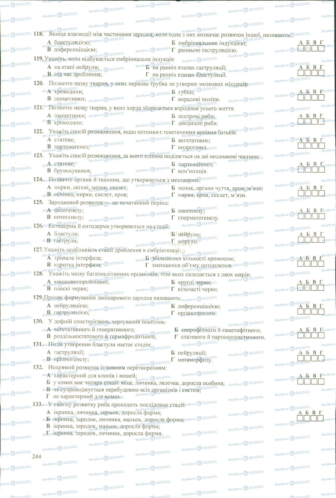 ЗНО Біологія 11 клас сторінка 118-133