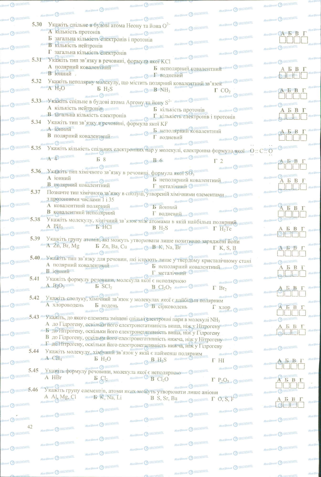 ЗНО Химия 11 класс страница 30-46