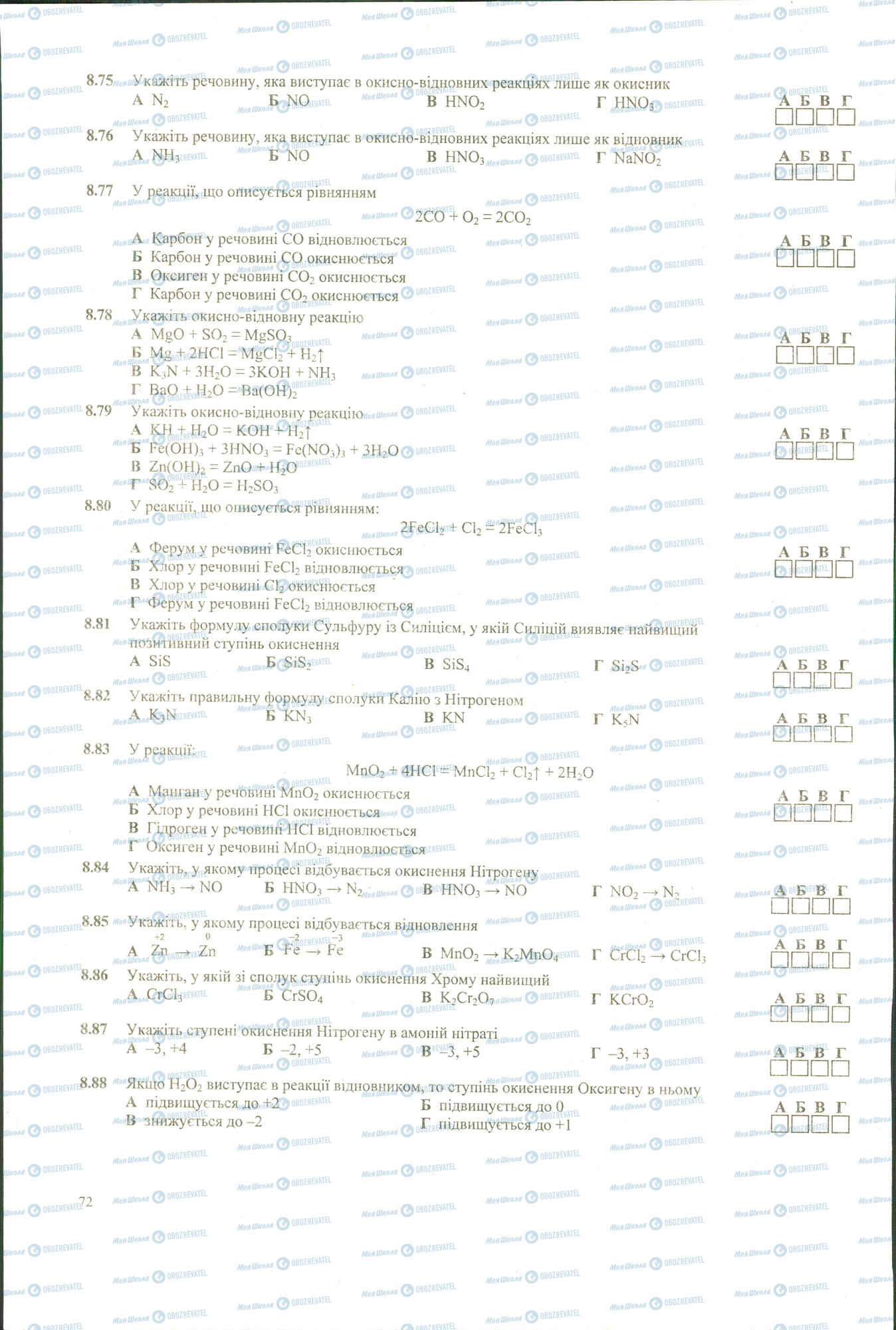 ЗНО Хімія 11 клас сторінка 75-88