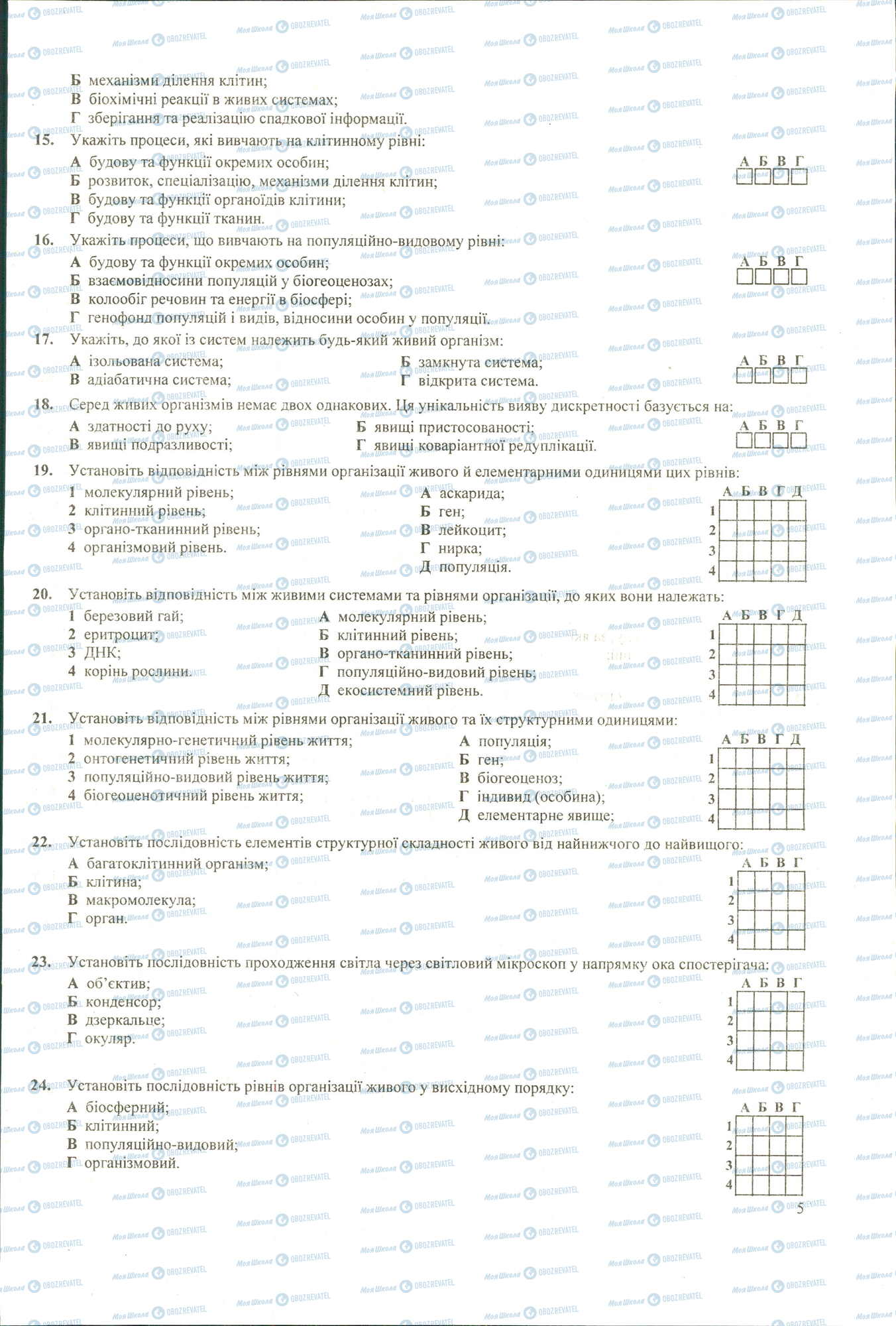 ЗНО Биология 11 класс страница 15-24