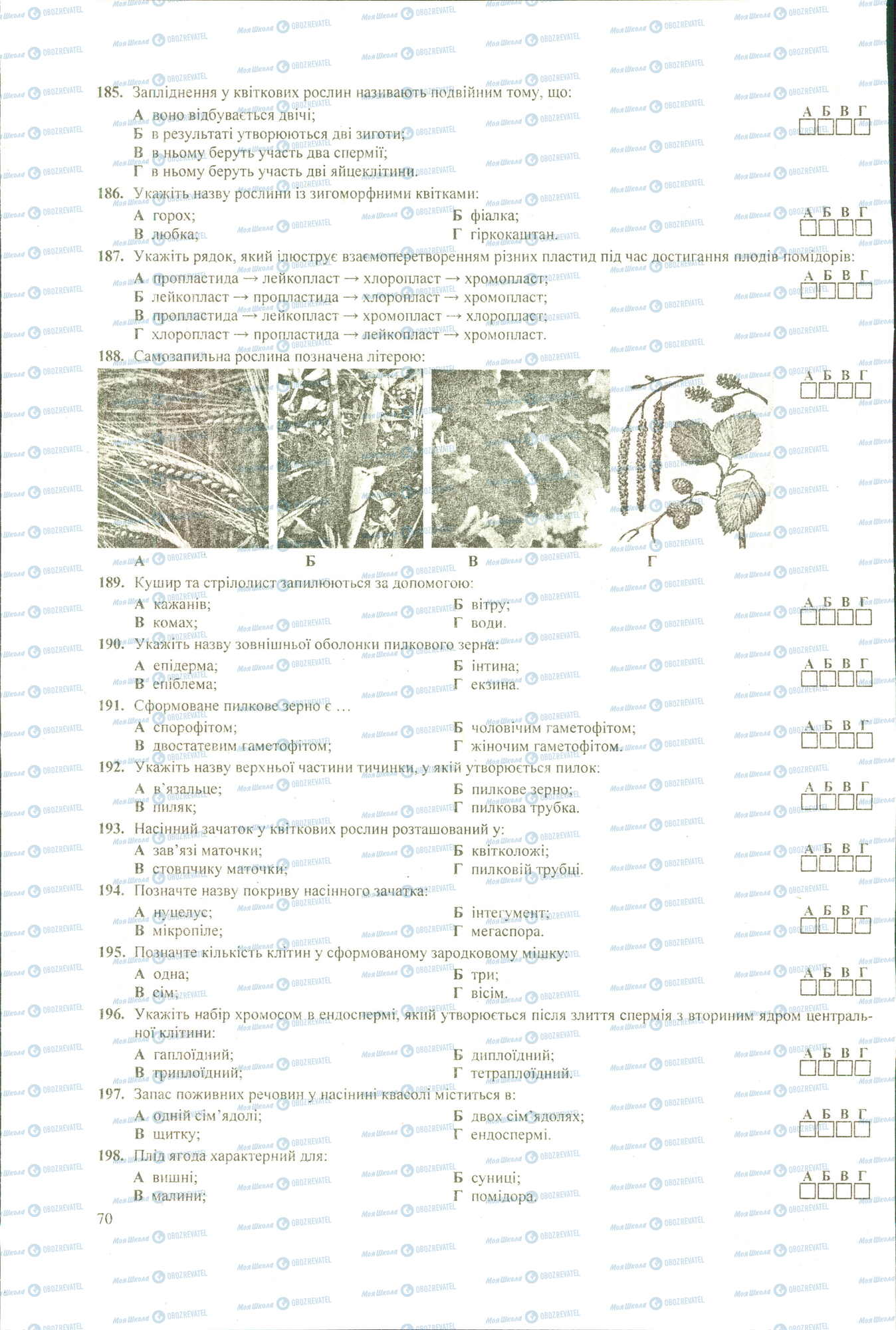 ЗНО Біологія 11 клас сторінка 185-198