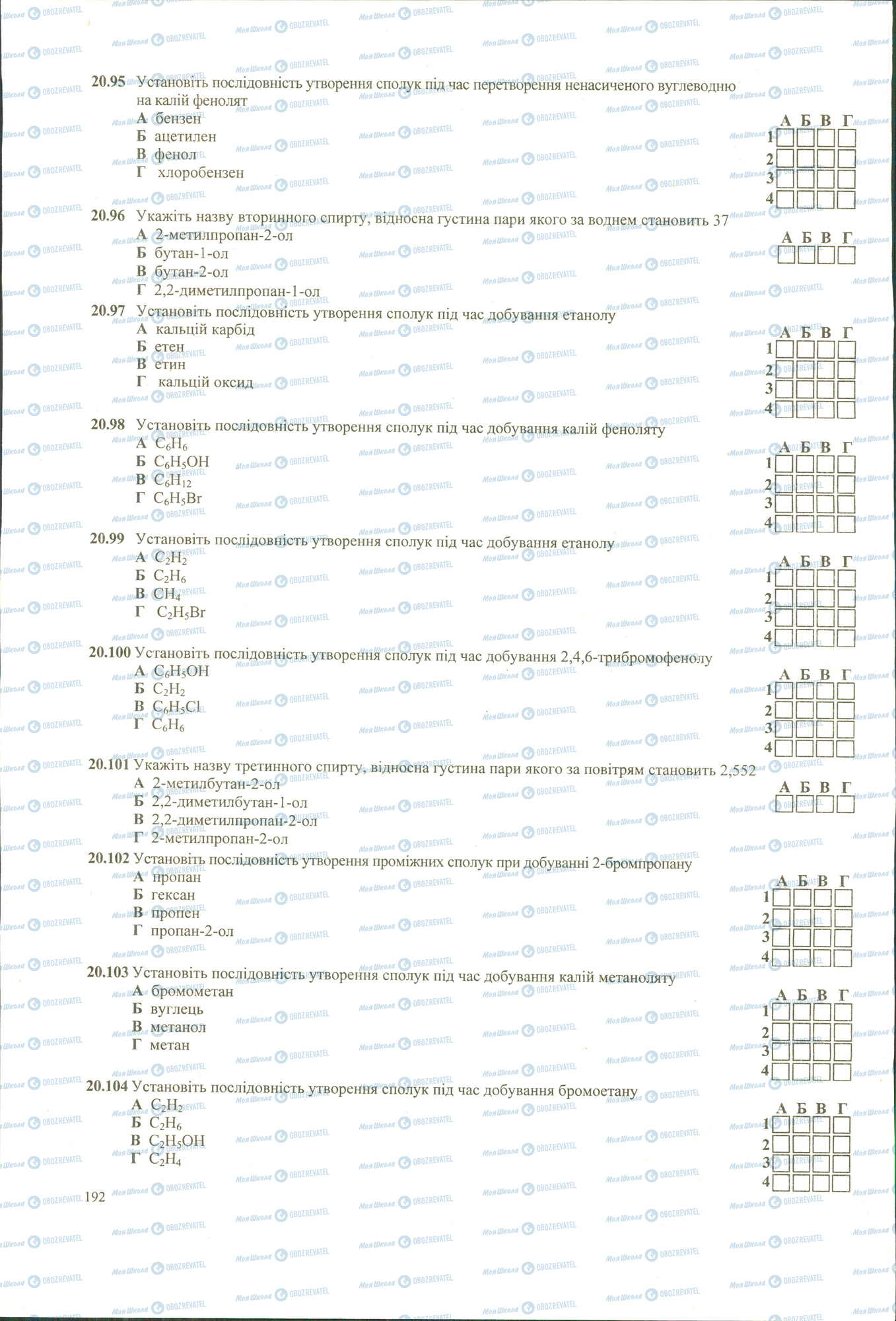 ЗНО Хімія 11 клас сторінка 95-104