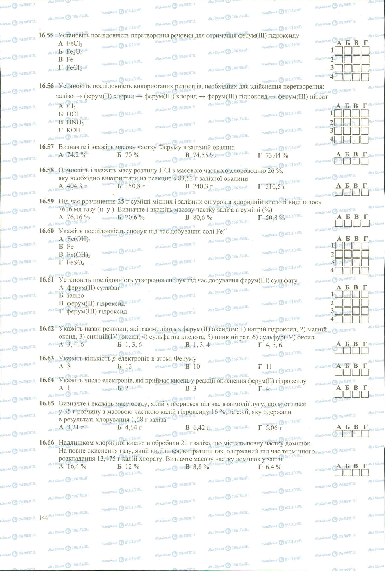 ЗНО Хімія 11 клас сторінка 55-66