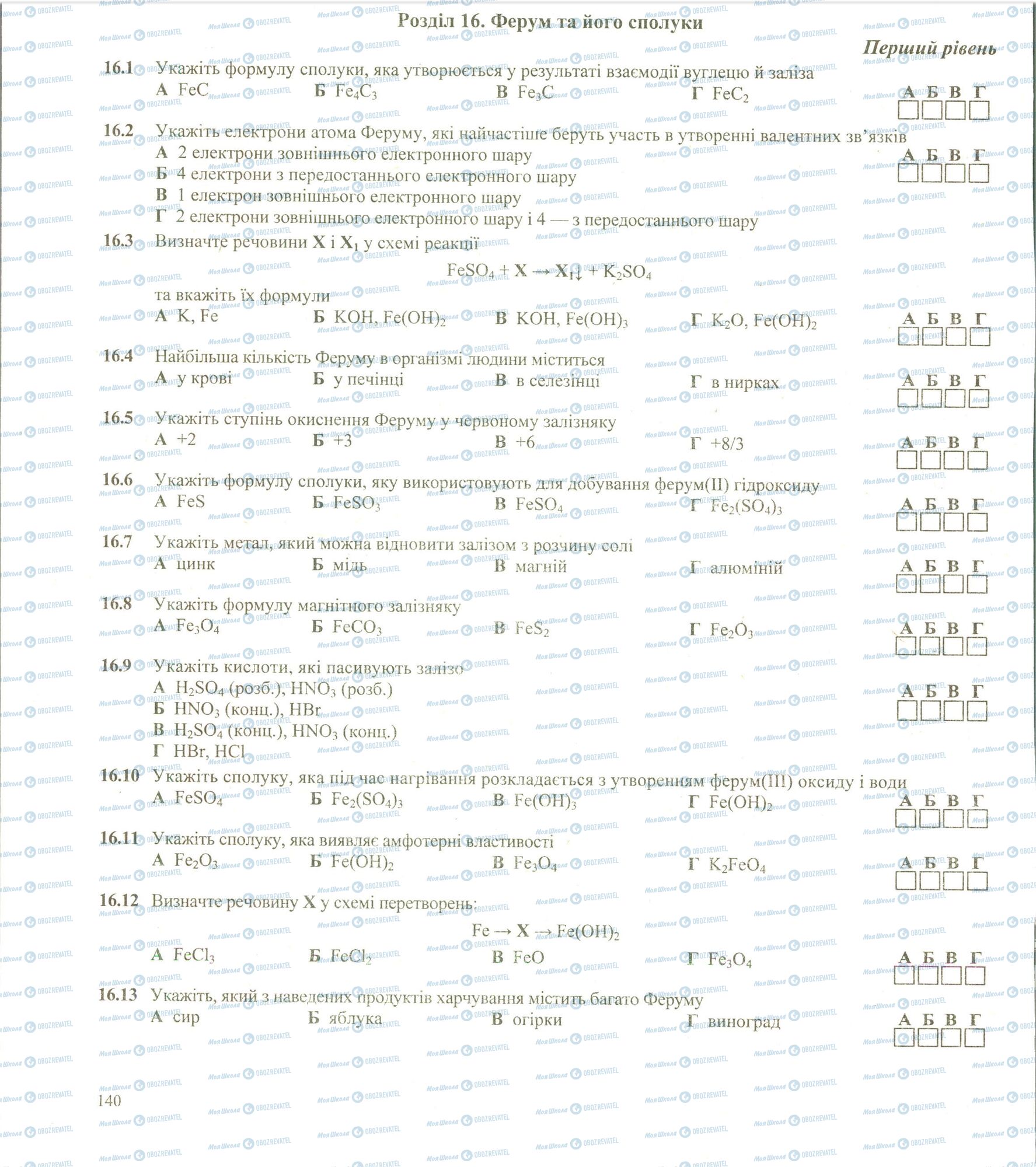 ЗНО Химия 11 класс страница 1-13