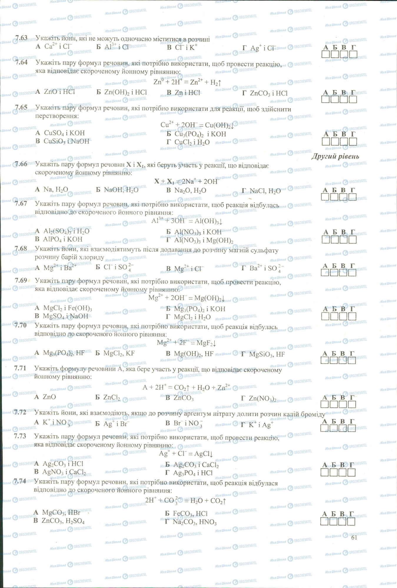 ЗНО Хімія 11 клас сторінка 63-74