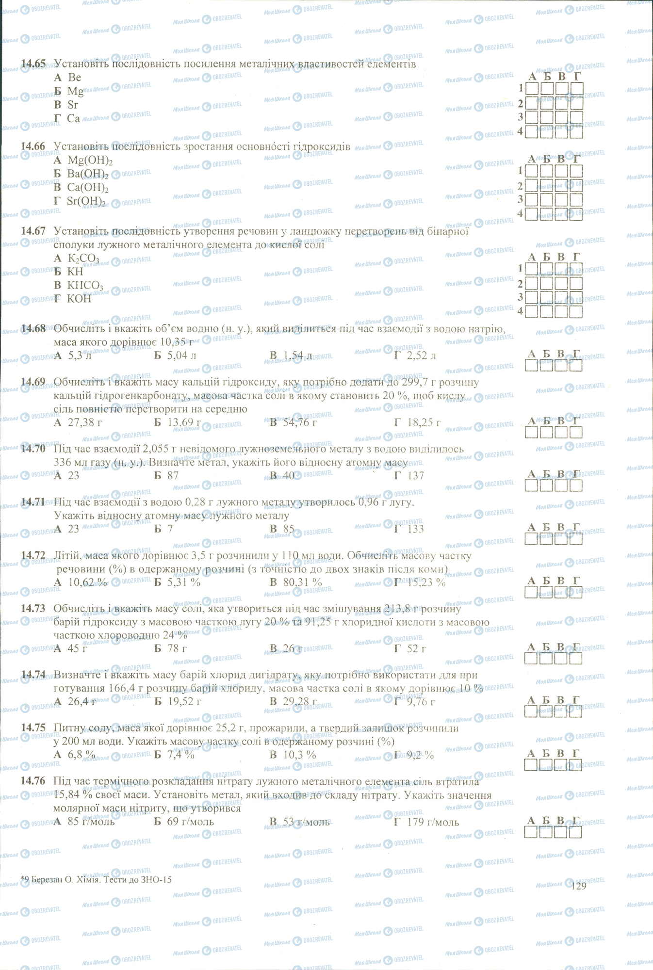 ЗНО Хімія 11 клас сторінка 65-76
