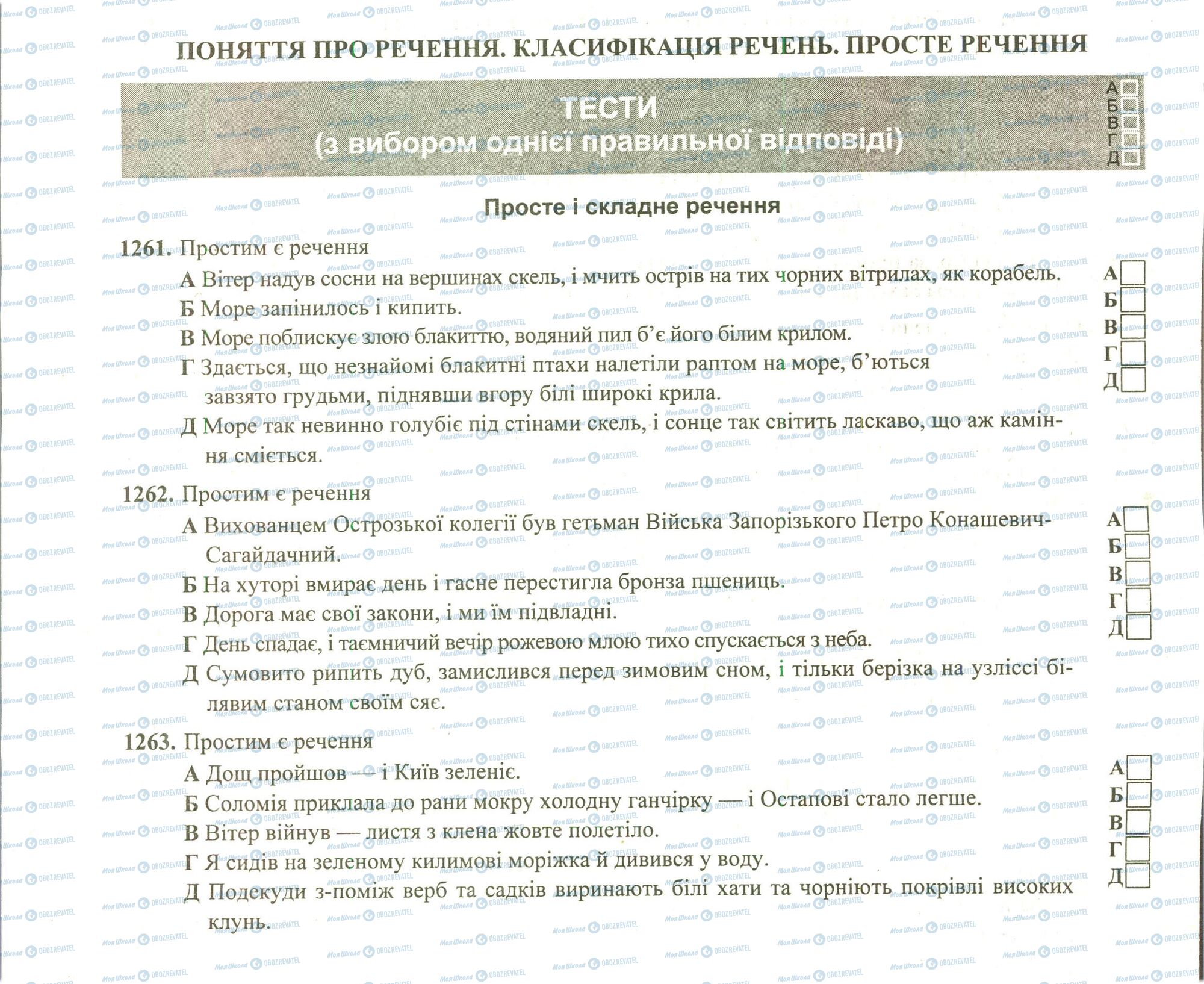 ЗНО Українська мова 11 клас сторінка 1261-1263
