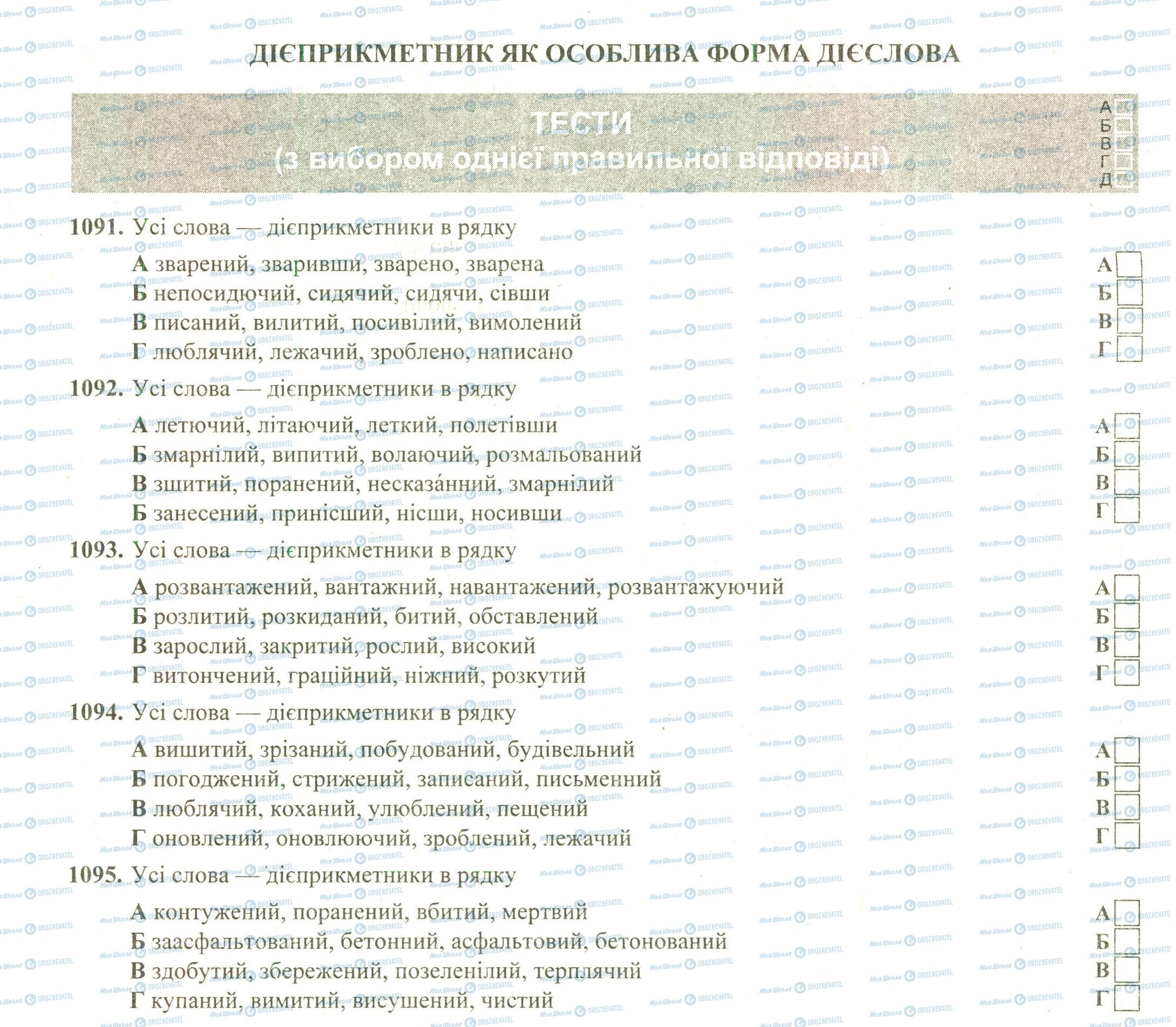 ЗНО Українська мова 11 клас сторінка 1091-1095