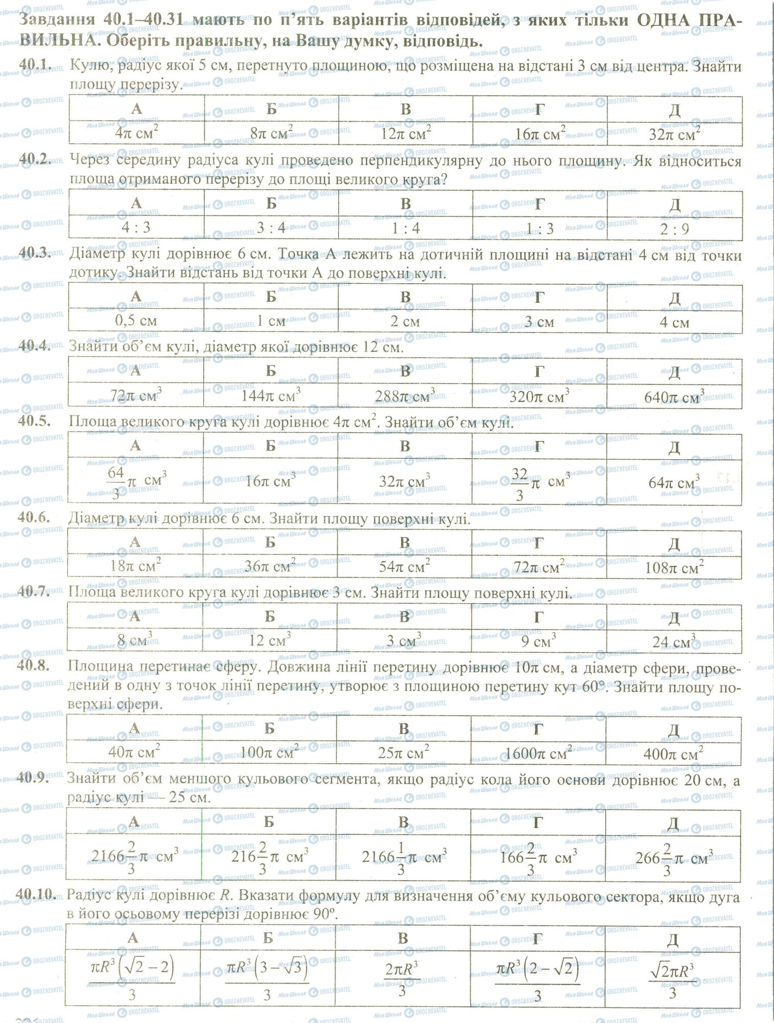 ЗНО Математика 11 класс страница 1-10