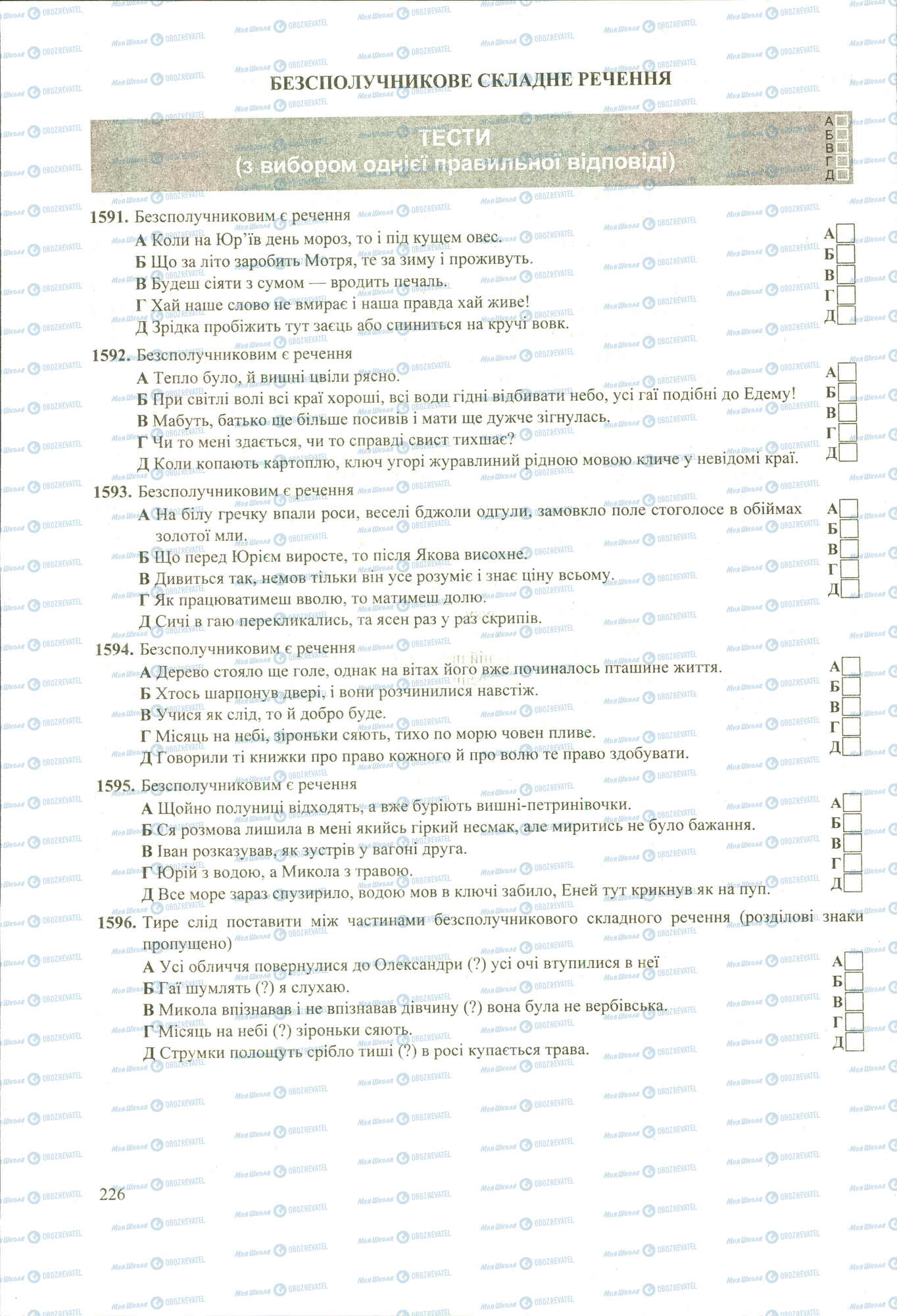 ЗНО Українська мова 11 клас сторінка 1591-1596