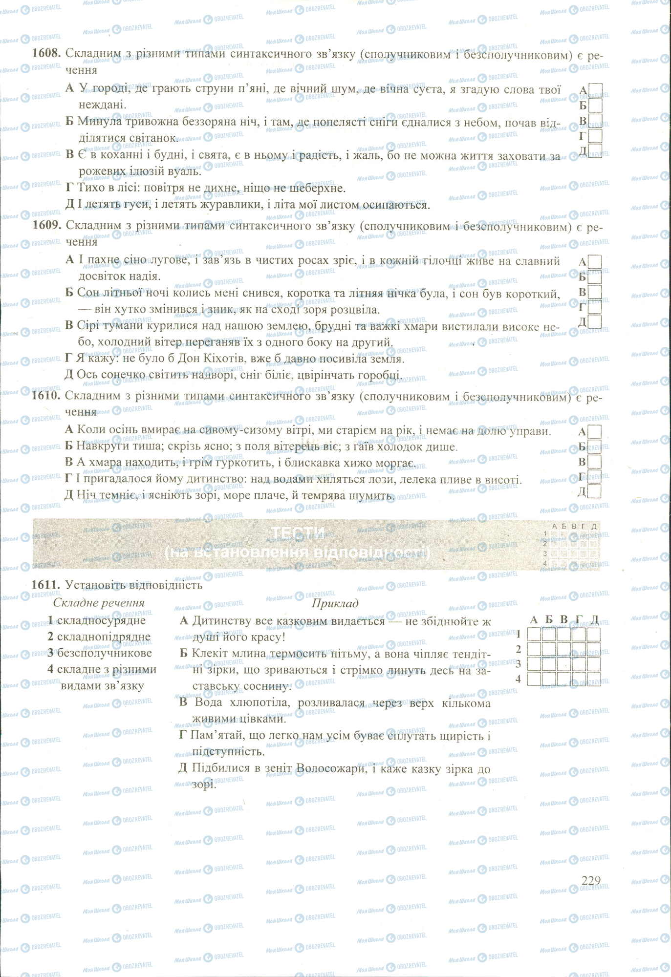 ЗНО Українська мова 11 клас сторінка 1608-1611