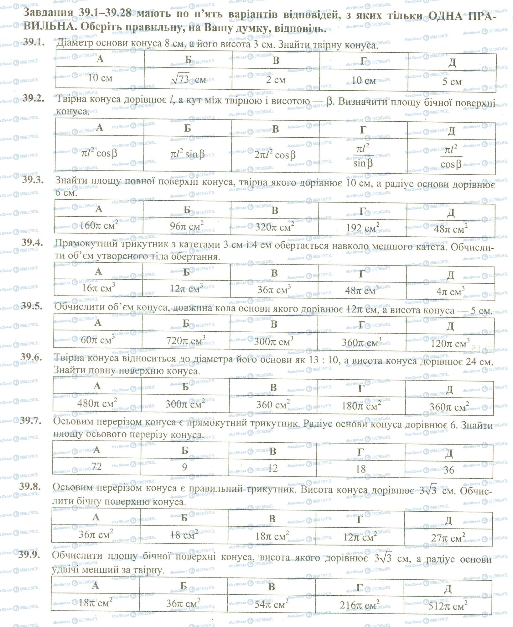 ЗНО Математика 11 класс страница 1-9