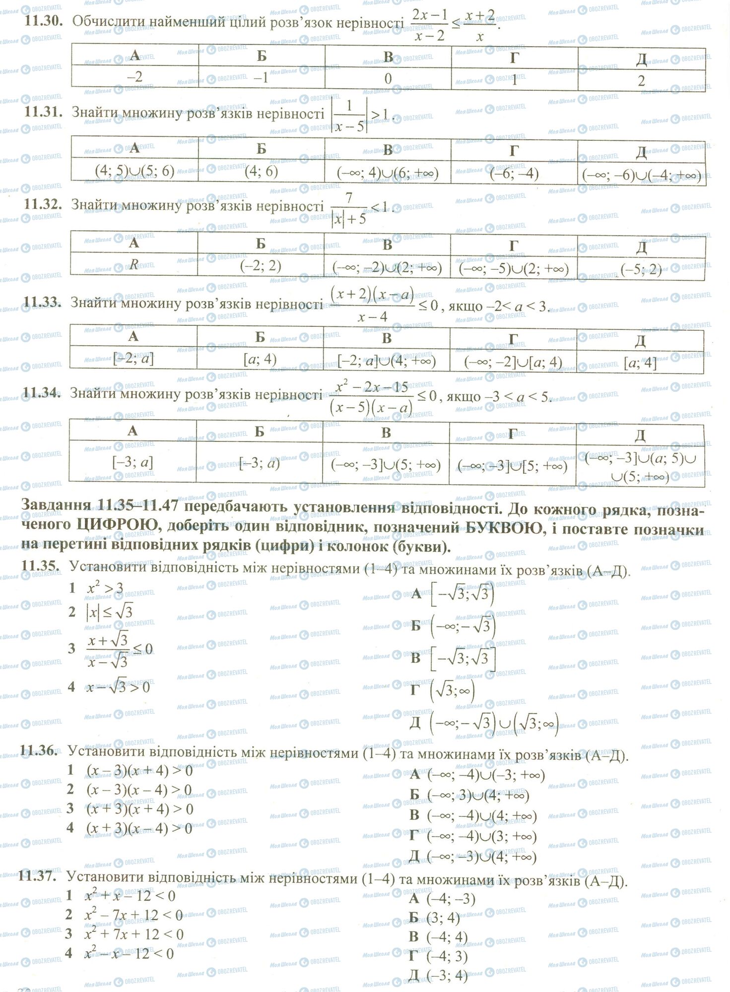 ЗНО Математика 11 клас сторінка 30-37