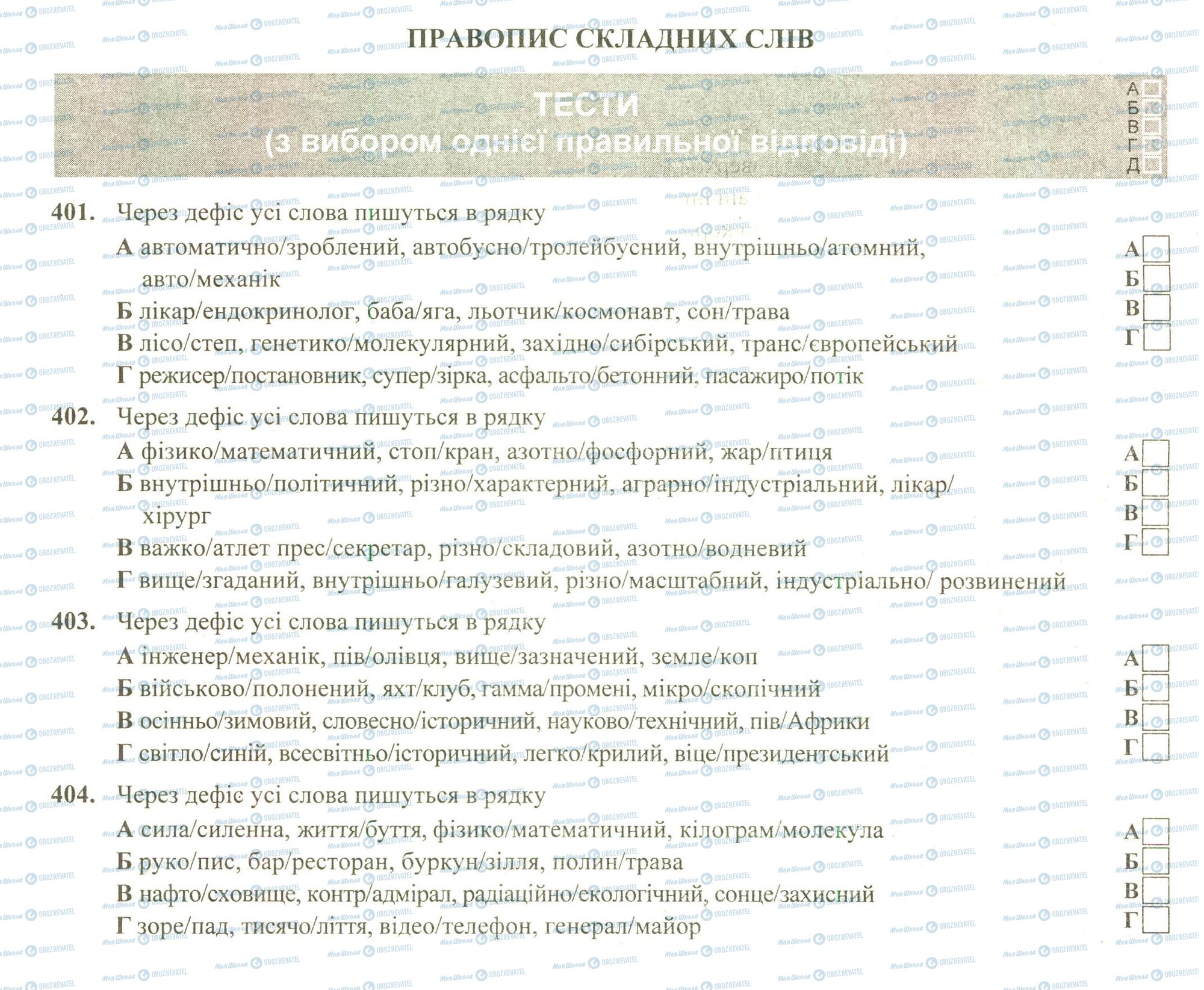 ЗНО Українська мова 11 клас сторінка 401-404