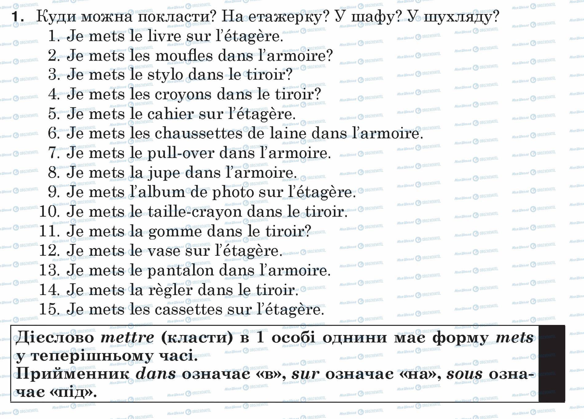 ГДЗ Французька мова 5 клас сторінка 1