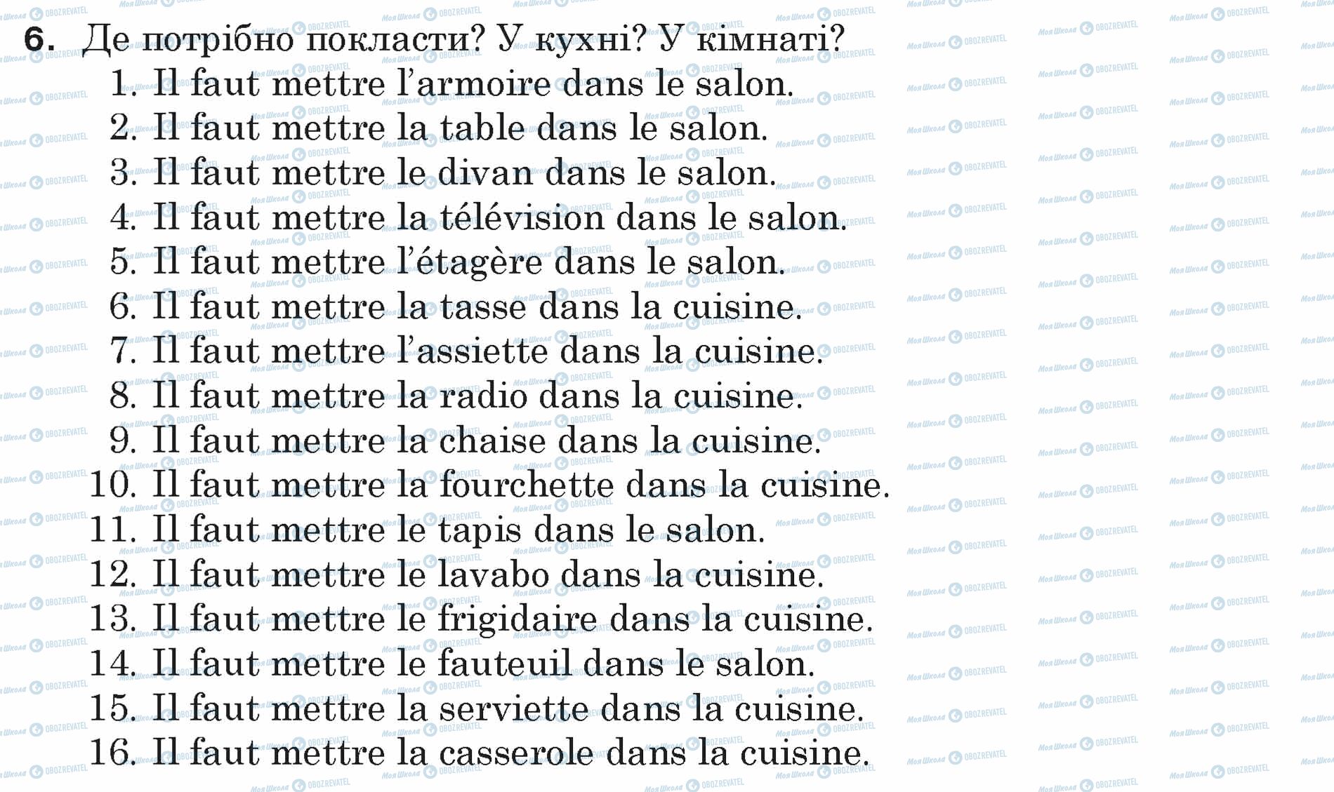 ГДЗ Французька мова 5 клас сторінка 6
