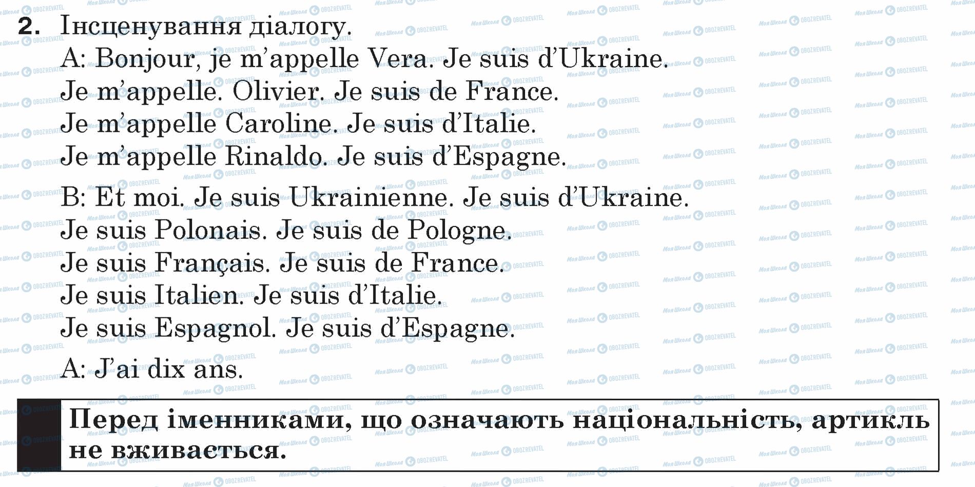 ГДЗ Французька мова 5 клас сторінка 2