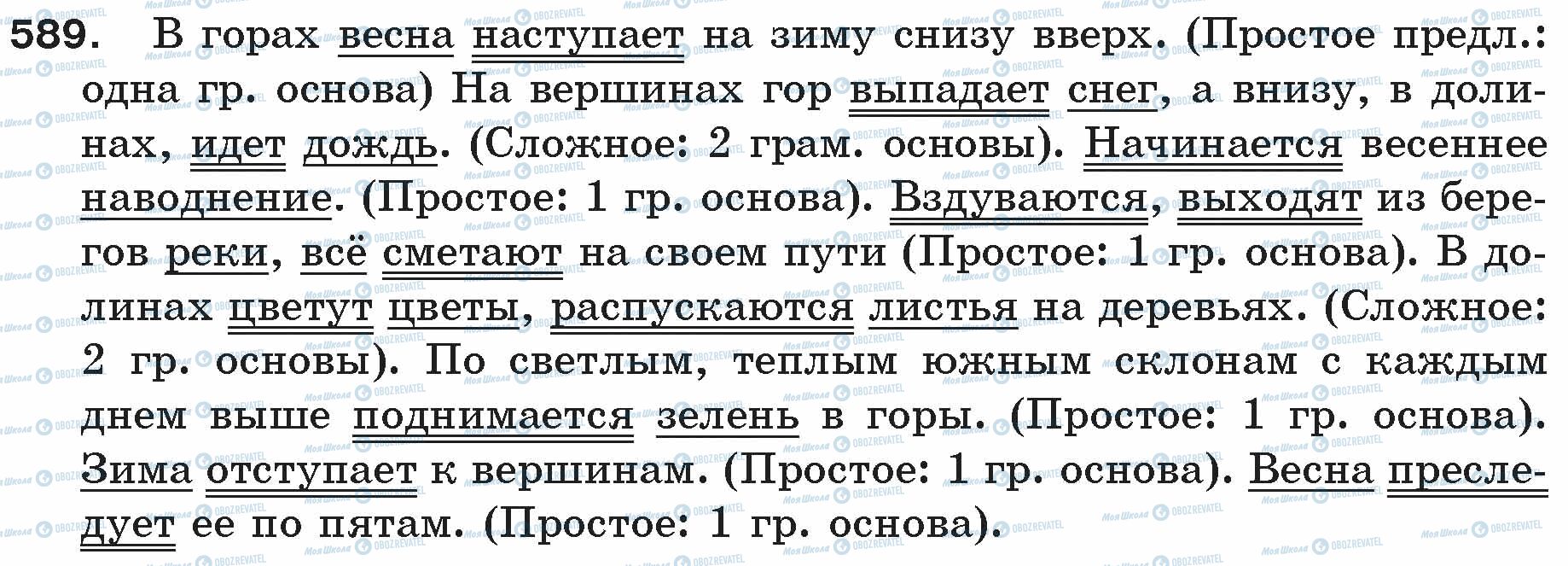 ГДЗ Російська мова 5 клас сторінка 589