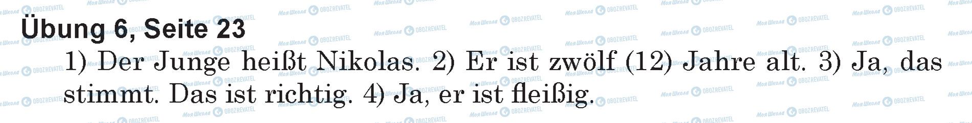 ГДЗ Німецька мова 5 клас сторінка Ubung 6, Seite 23