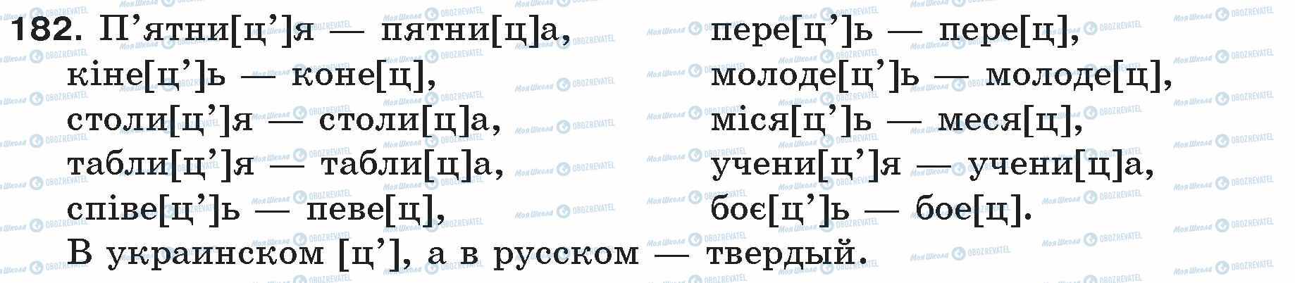 ГДЗ Російська мова 5 клас сторінка 182